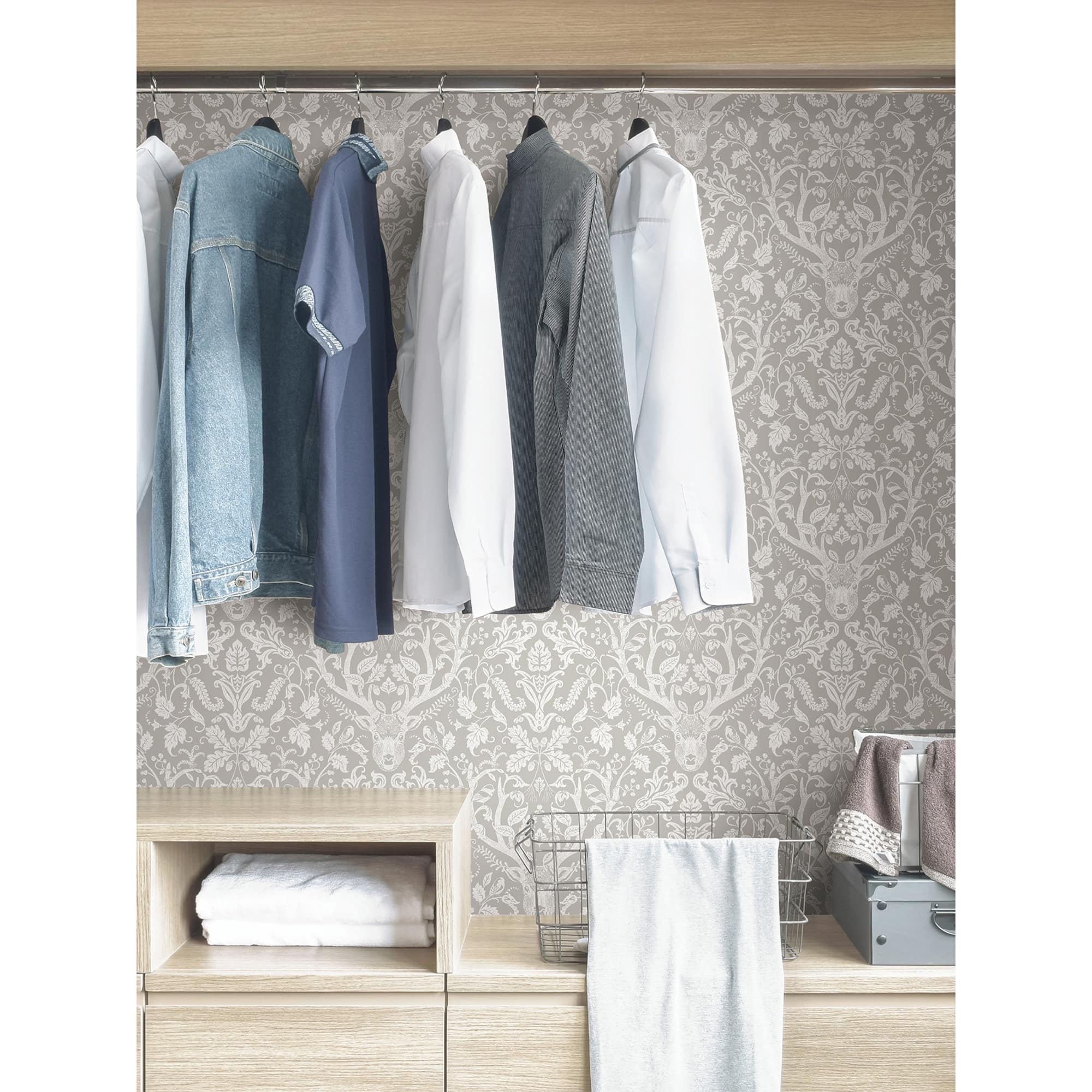 NuWallpaper Taupe Escape To The Forest Peel & Stick Wallpaper